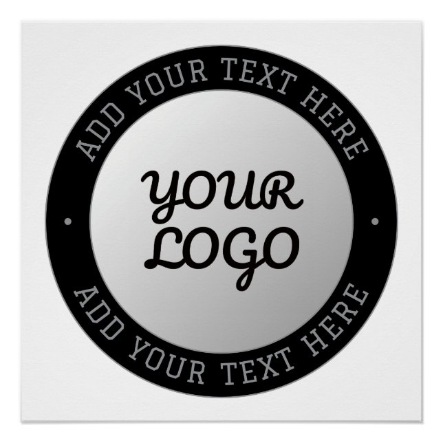 Customizable Text & Your Logo | Gray Gradient Poster (Front)