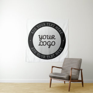 Customizable Text & Your Logo Gray Gradient Tapestry
