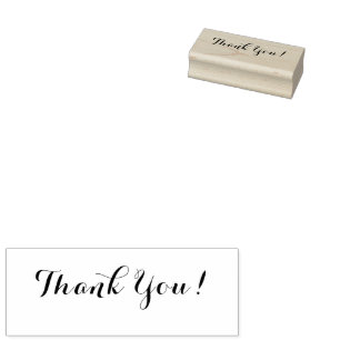 Customizable Thank You  1.4" x 0.4" Wood Art Rubber Stamp