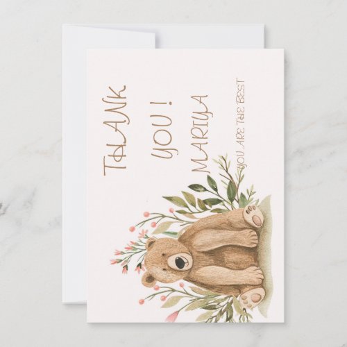 Customizable Thank You Card _ Baby Bear Garden