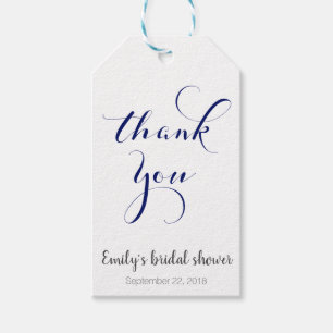 Customizable thank you favor tags, navy gift tags