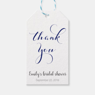 Customizable thank you favor tags, navy gift tags