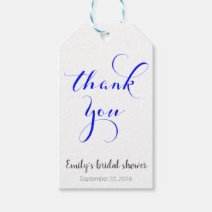 Customizable thank you favor tags, royal blue gift tags
