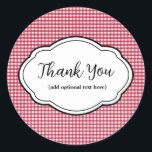 Customizable Thank You Sticker Red & White Gingham<br><div class="desc">See more in our shop!</div>