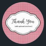 Customizable Thank You Sticker Red & White Gingham<br><div class="desc">See more in our shop!</div>