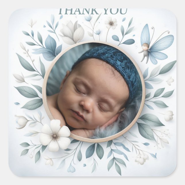 Customizable "Thank You" Stickers with Fairy Frame (Front)