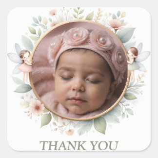 Customizable "Thank You" Stickers with Fairy Frame