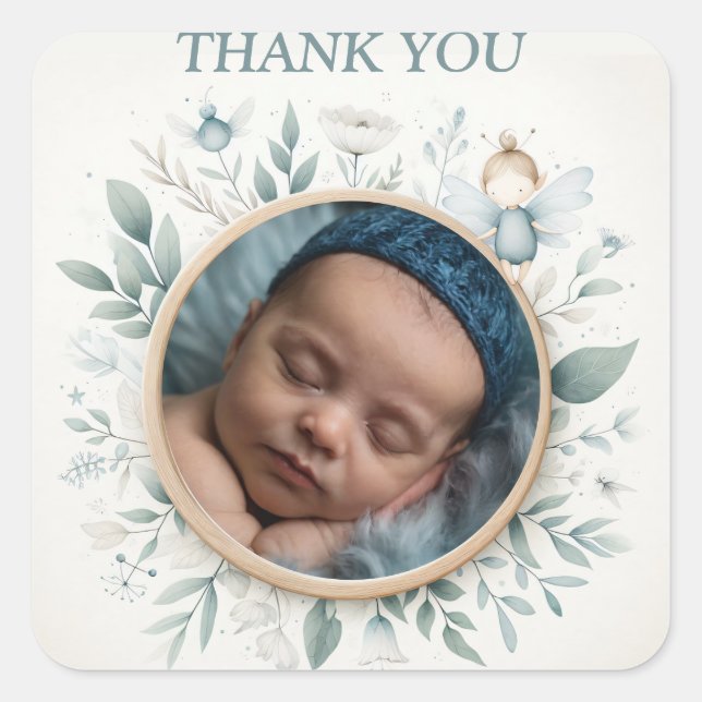 Customizable "Thank You" Stickers with Fairy Frame (Front)
