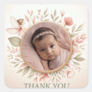 Customizable "Thank You" Stickers with Fairy Frame