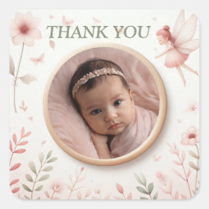 Customizable "Thank You" Stickers with Fairy Frame