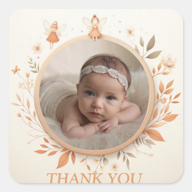 Customizable "Thank You" Stickers with Fairy Frame (Front)