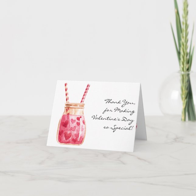 Customizable, Thank You Valentine's Day Note Card (Front)