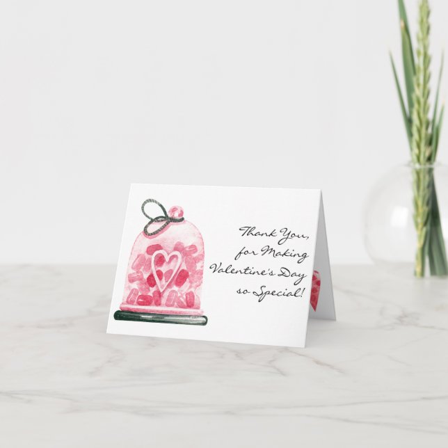 Customizable, Thank You Valentine's Day Note Card (Front)
