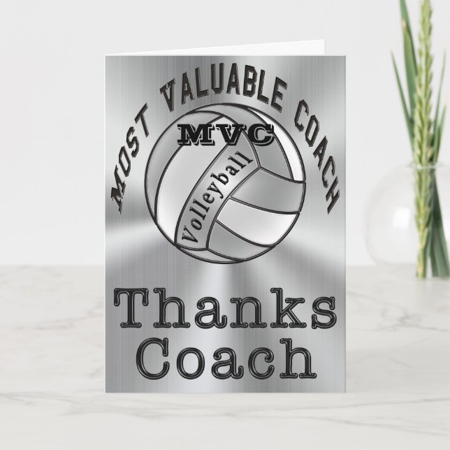 Customizable Thanks Coach Volleyball Coach Card (Front)