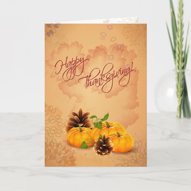 Customizable Thanksgiving Card with Pumpkins (Front)