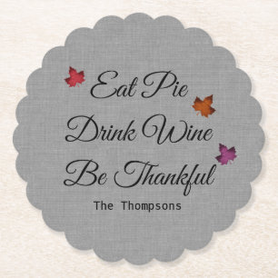 Customizable Thanksgiving Paper Coaster