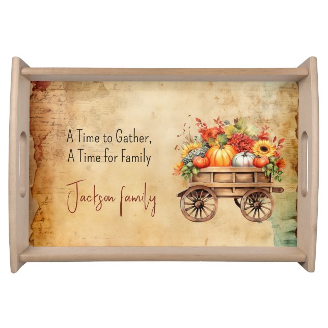 Customizable Thanksgiving rustic Serving Tray (Front)