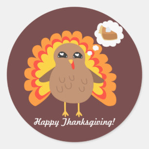 Customizable Thanksgiving Turkey Classic Round Sticker