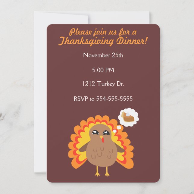 Customizable Thanksgiving Turkey Invitation (Front)