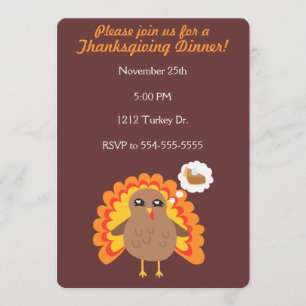 Customizable Thanksgiving Turkey Invitation
