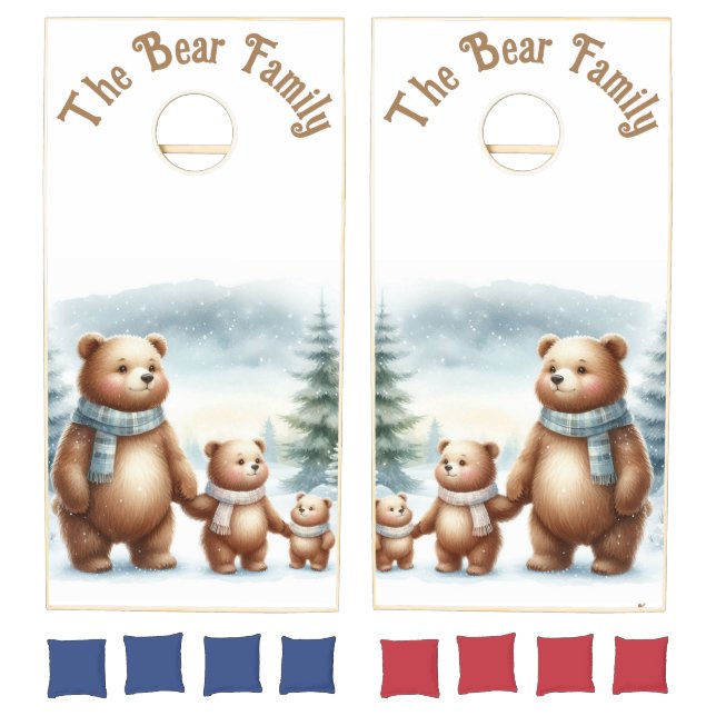 Customizable The Bear Family Three Cute Bears Cornhole Set (Set)