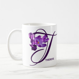 Customizable Therese name purple crocus floral fun Coffee Mug