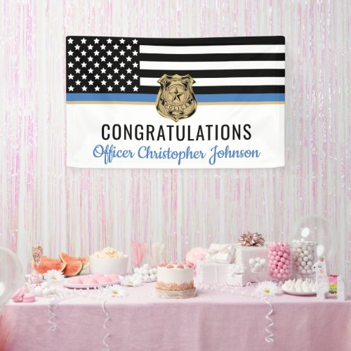 Customizable Thin Blue Line Police Retirement Banner