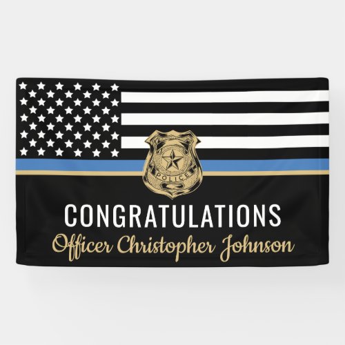 Customizable Thin Blue Line Police Retirement Banner