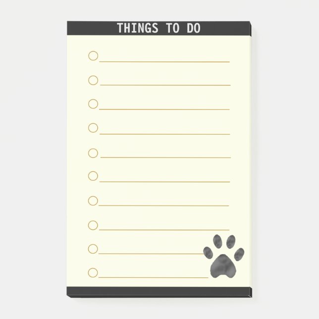 Customizable Things To Do & Cute Paw Post-it Notes (Front)