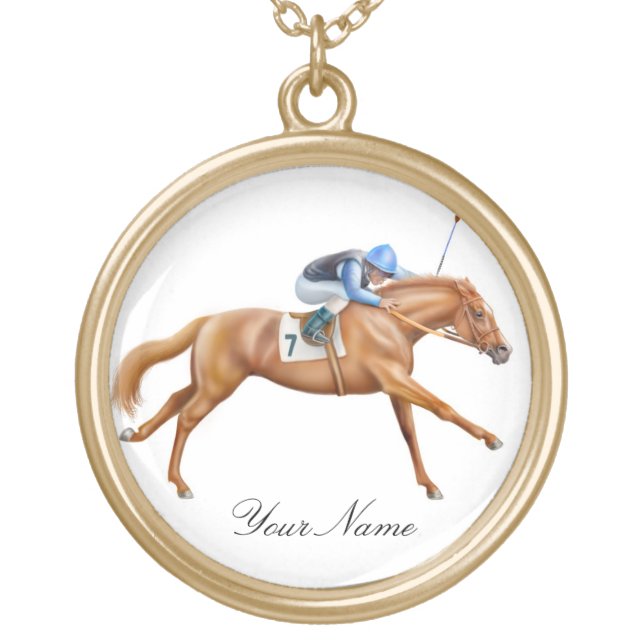 Customizable Thoroughbred Racing Horse Necklace (Front)