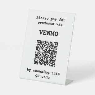 Customizable Three lines of text One QR code Pedestal Sign