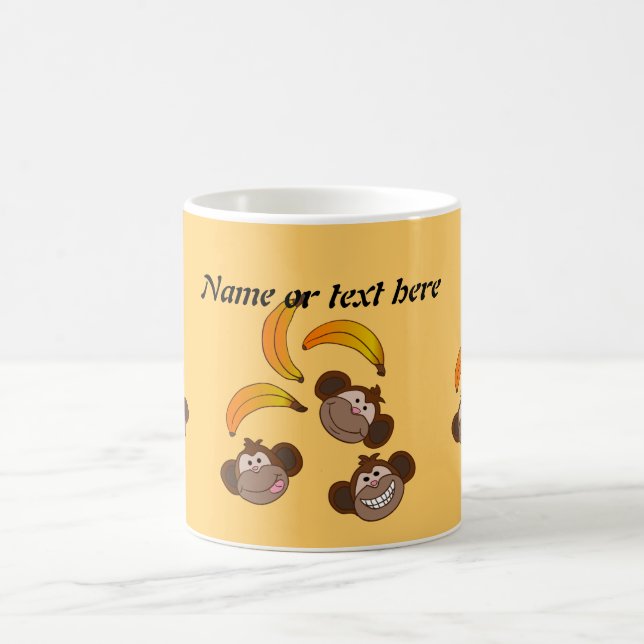 Customizable Three monkeys with bananas Coffee Mug (Center)