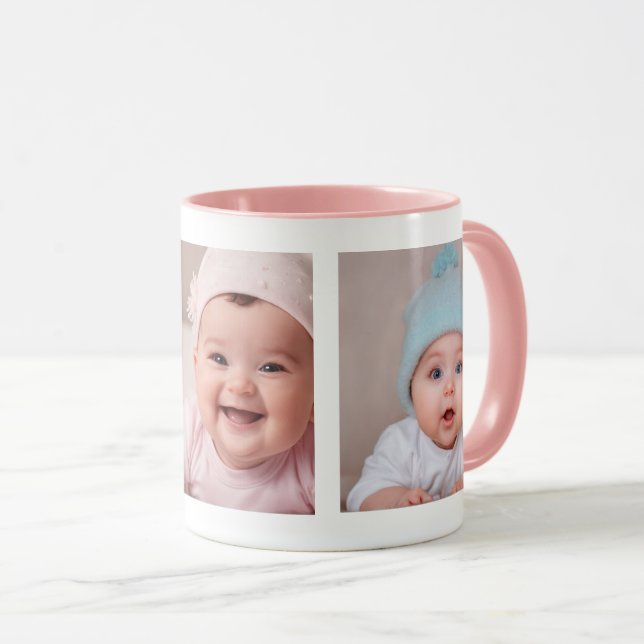 Customizable Three Photo Collage Ceramic Mug (Front Right)