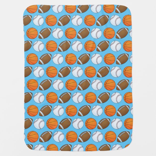 Customizable Three Sports Baby Blanket (Front)