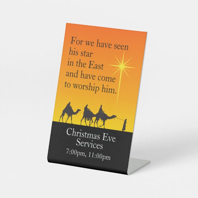 Customizable Three Wise Men Religious Christmas Pedestal Sign (Front)