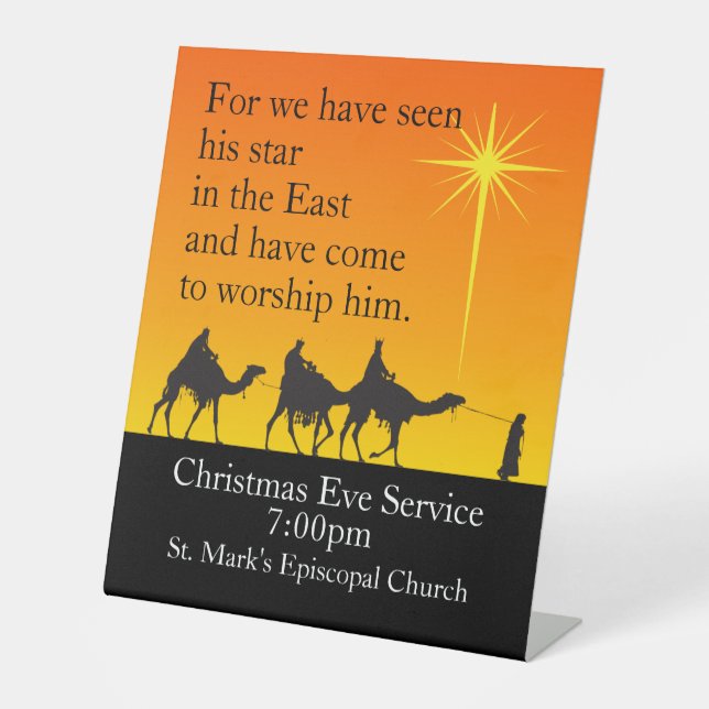 Customizable Three Wise Men Religious Christmas Pedestal Sign (Front)