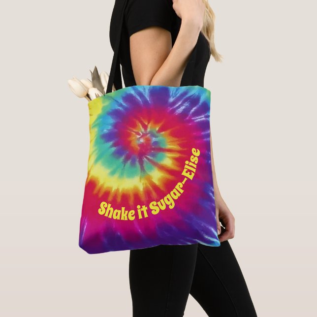 Customizable Tie Dye Tote with Your 2 Text (Close Up)
