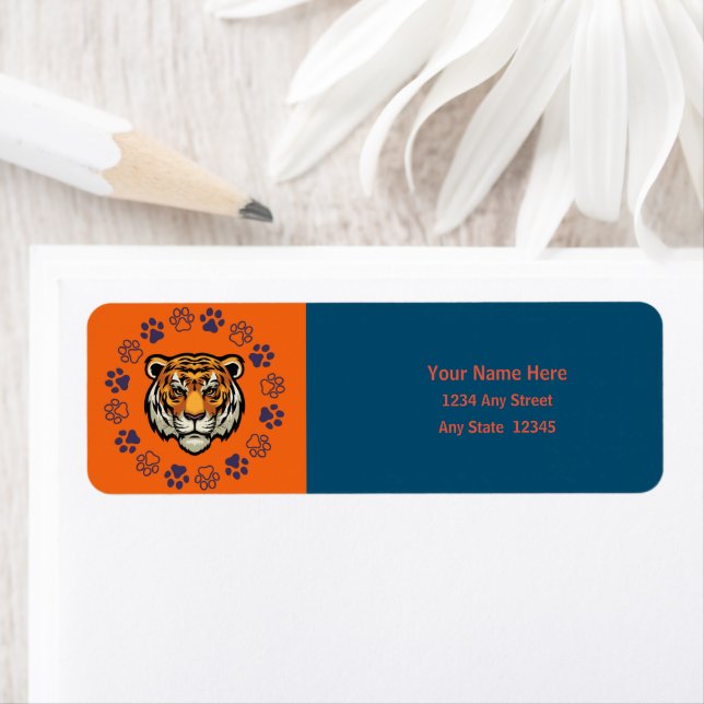 Customizable Tiger Head Return Address Label (Insitu)