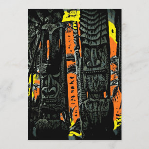 Customizable tiki statues sunrise invitations