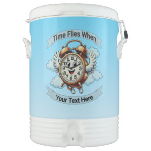 Customizable "Time Flies When" Flying Clock Beverage Cooler
