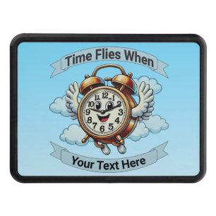 Customizable "Time Flies When" Flying Clock Hitch Cover