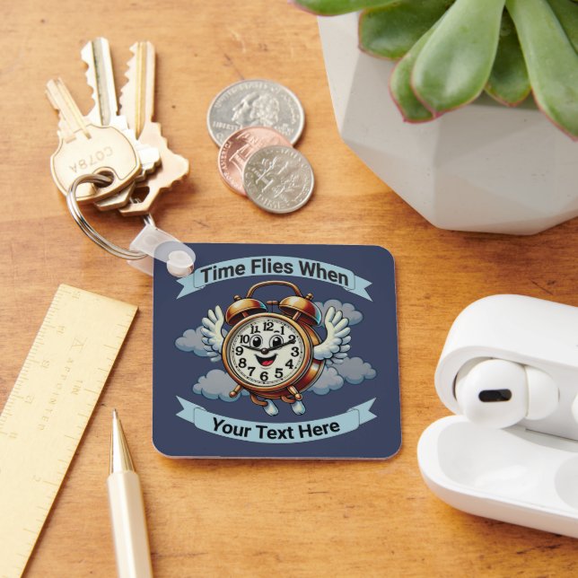 Customizable "Time Flies When" Flying Clock Keychain (Desk)