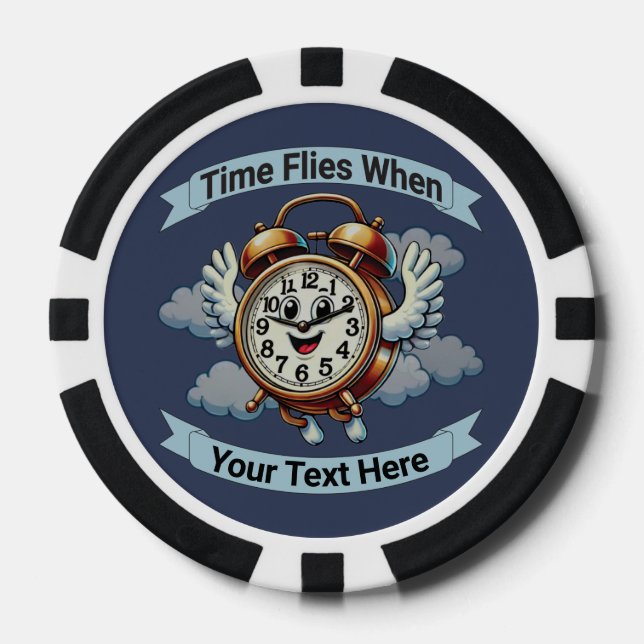 Customizable "Time Flies When" Flying Clock Poker Chips (Front)