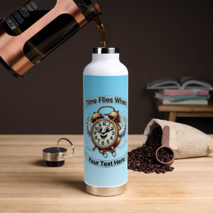 Customizable "Time Flies When" Flying Clock Water Bottle