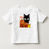 Customizable Toddler Halloween Black Cat T-Shirt