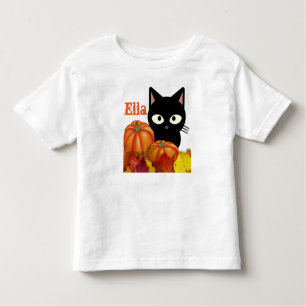 Customizable Toddler Halloween Black Cat T-Shirt