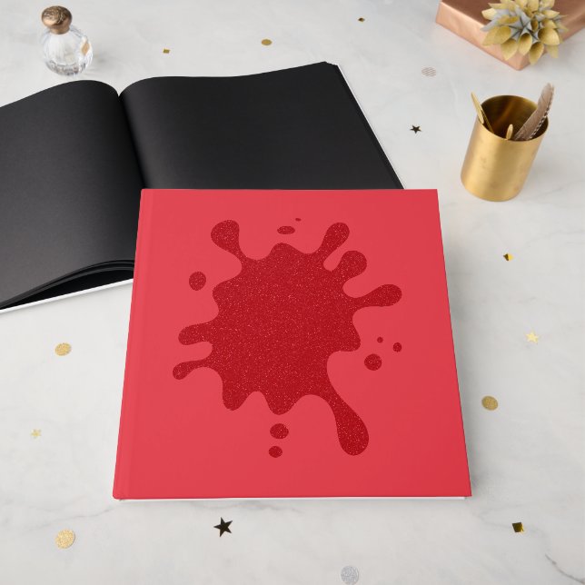 Customizable Tomato Red Ink Splash Guestbook (Front Open)