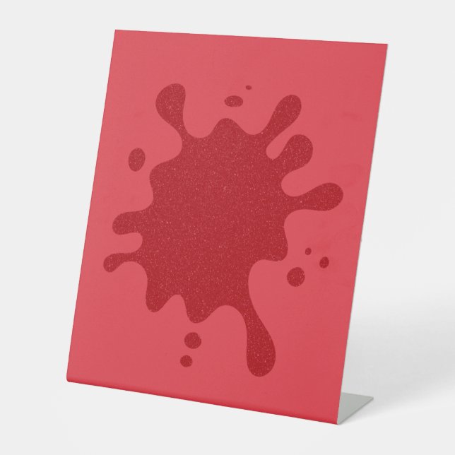Customizable Tomato Red Splash Pedestal Sign (Front)