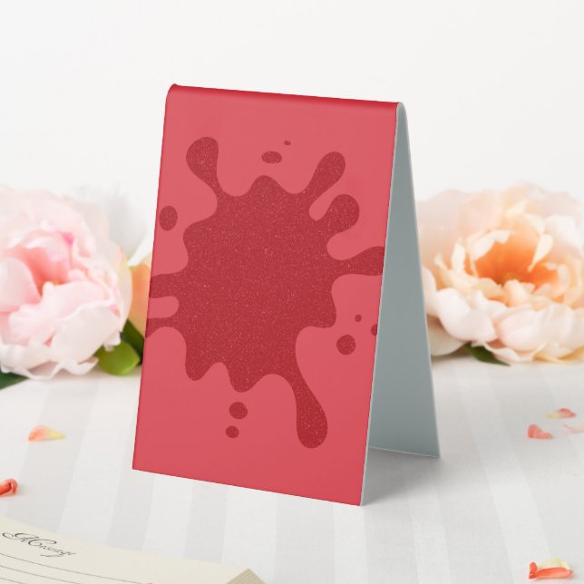 Customizable Tomato Red Splash Table Tent Sign (In SItu (Wedding))
