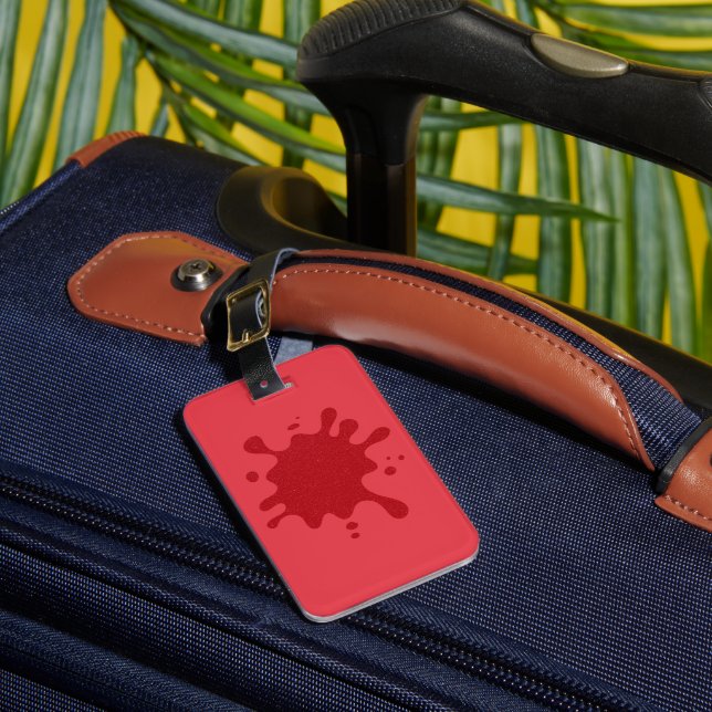 Customizable Tomato Red Splatter Luggage Tag (Front Insitu 1)